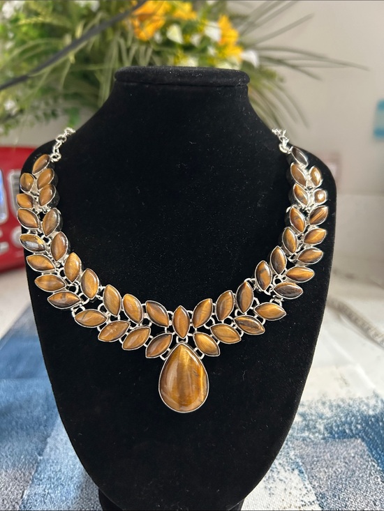 Handmade Jewelry - Sterling Silver Tigers Eye Gemstone Necklace